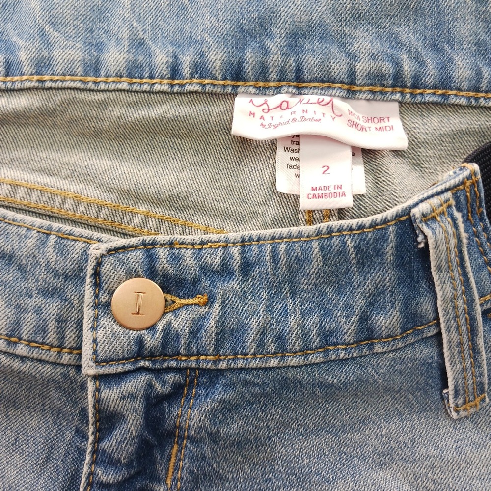 Isabel Maternity by Ingrid & Isabel Light Wash Midi Denim Shorts Size 2 NWT - Picture 5 of 15